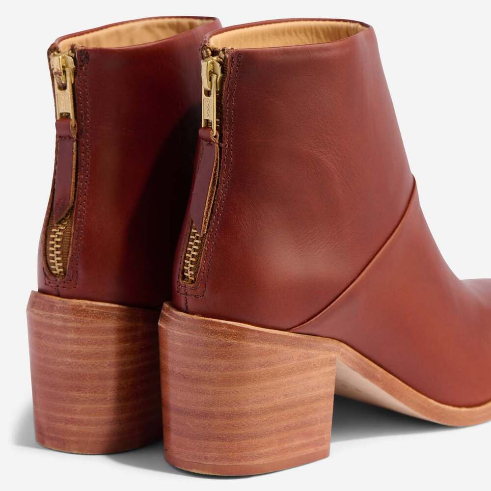 Nisolo Dari Commuter Boot Brandy Anthropologie Leather Block Heel Ankle Booties - Picture 7 of 15
